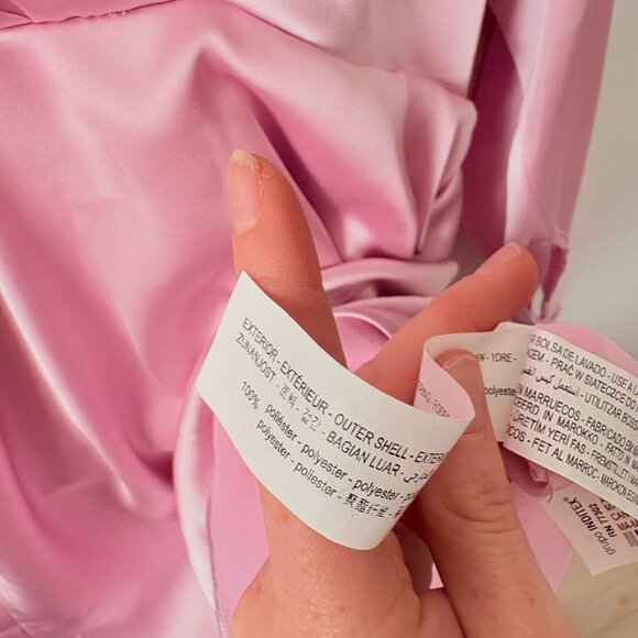 Zara Short Satin Effect Long Sleeve Mini Dress Pink Size Large Blogger Fav - Picture 11 of 11
